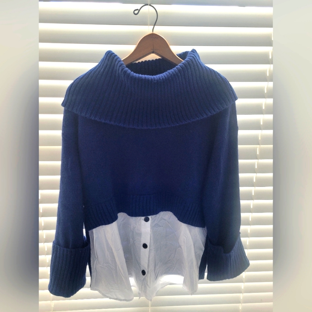Gibson Latimer chunky layered look navy sweater